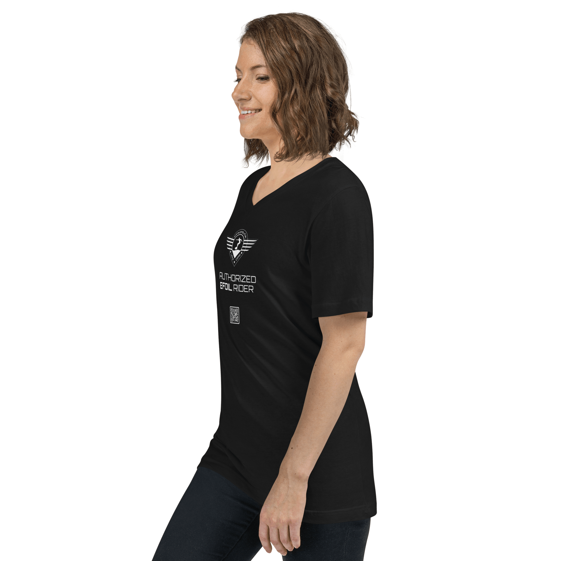 Kurzärmeliges Unisex-T-Shirt mit V-Ausschnitt - shop.efoil.fun